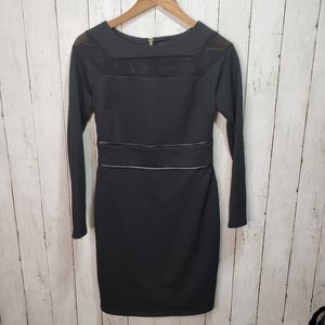 Thalia Sodi Black Long Sleeve Sheath Dress Mesh XS